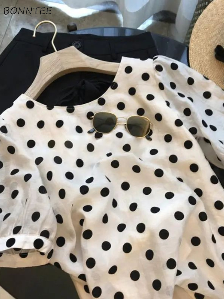 Summer Clothing Aesthetic - Blusas de bolinhas femininas elegantes verão
