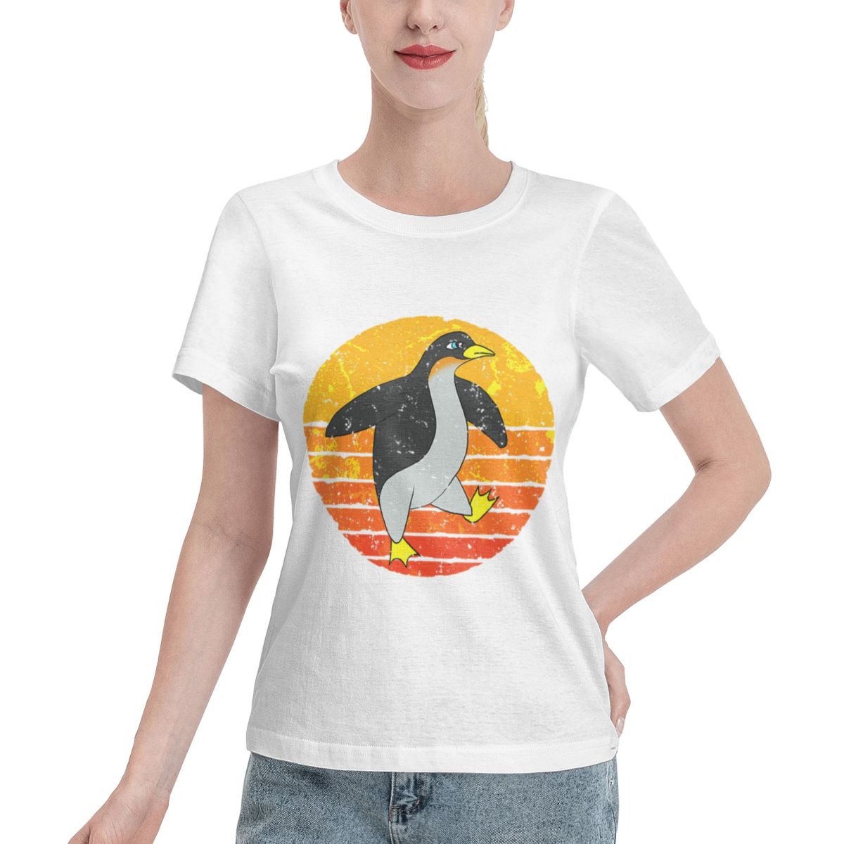 Summer Clothing Staples - Camiseta Retro Feminina Penguin Essencial para