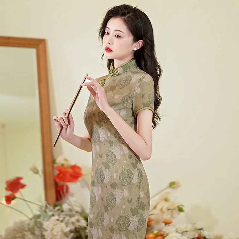 Summer Evenings Clothing - Yourqipao verão melhorado cheongsam moda retro