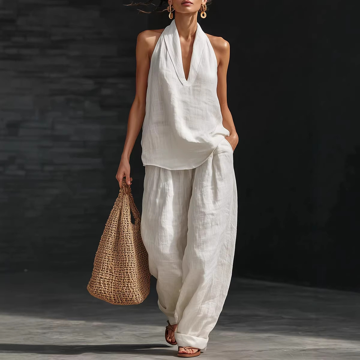 Summer Clothing Men Linen - Conjunto de Verão Retrô em Algodão
