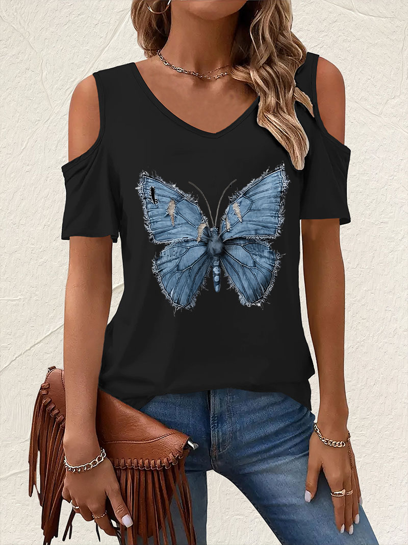 Summer Clothing Drop - Camiseta Vintage com Decote em V
