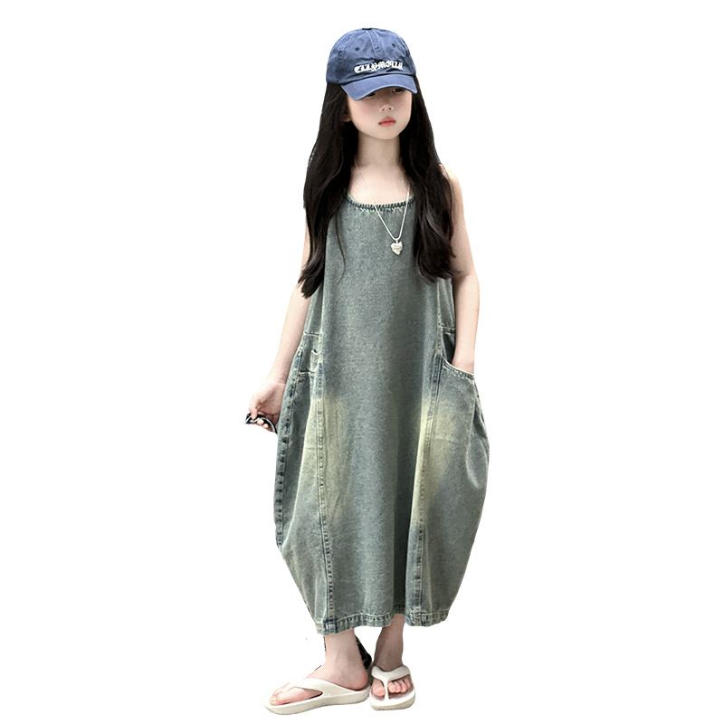 Summer Clothing Kids - Vintage azul crianças meninas de alta