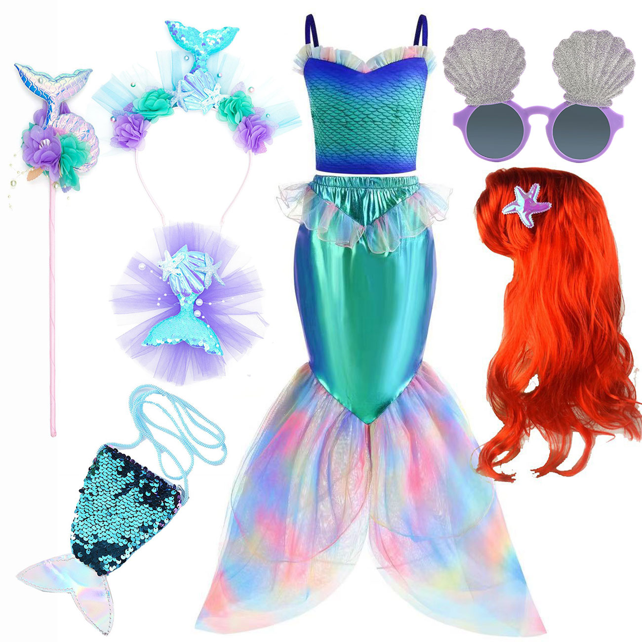 Summer Clothing Kids - Disney sereia vestir-se traje menina ariel