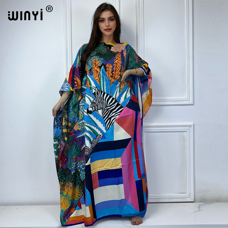 Summer Evenings Clothing - WINYI-Vestido Kaftan estampado para mulheres, roupas