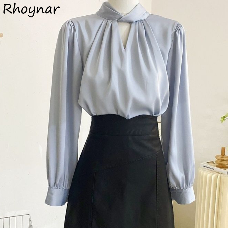 Summer Clothing Aesthetic - Blusas femininas manga longa temperamento senhora