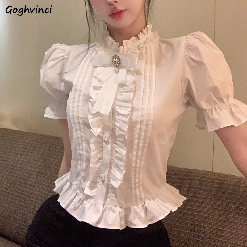 Summer Clothing Aesthetic - Camisas de manga bufante mulheres babados