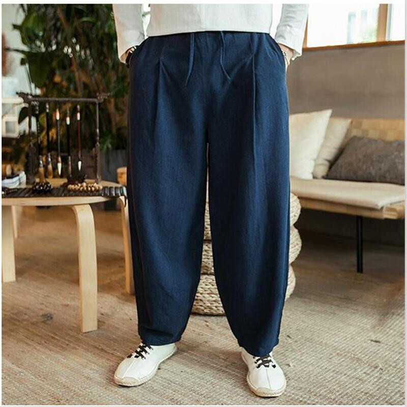 Calças masculinas de harém de  - Summer Clothing Men Linen avaliação e preço