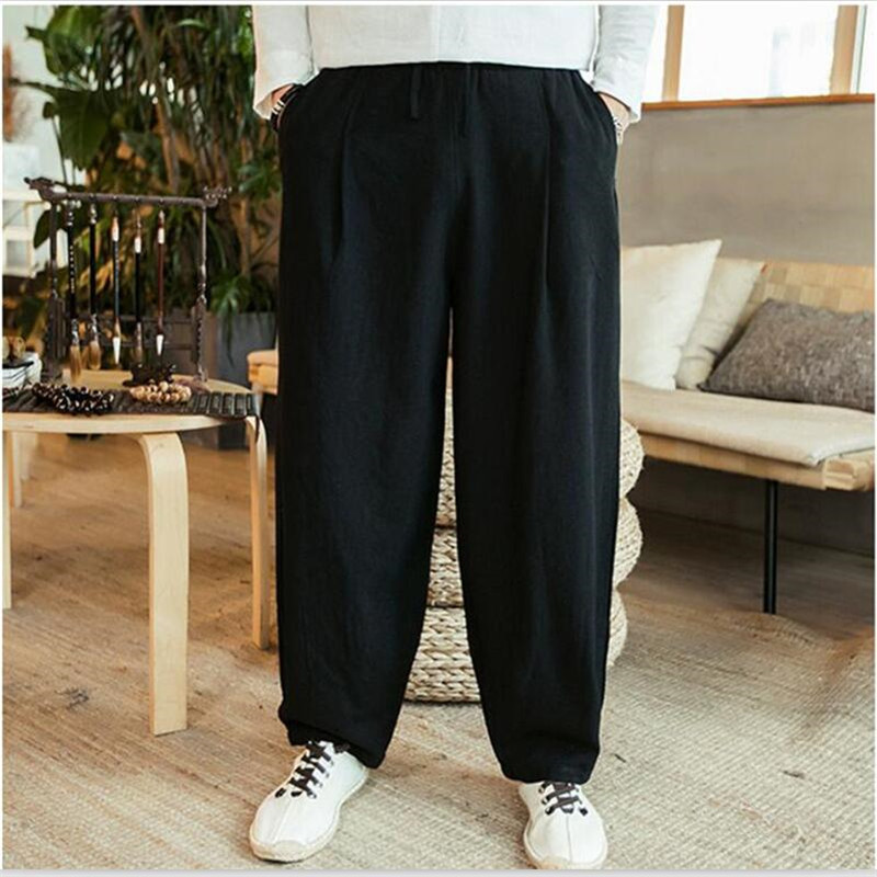 Calças masculinas de harém de  - Summer Clothing Men Linen avaliação e preço