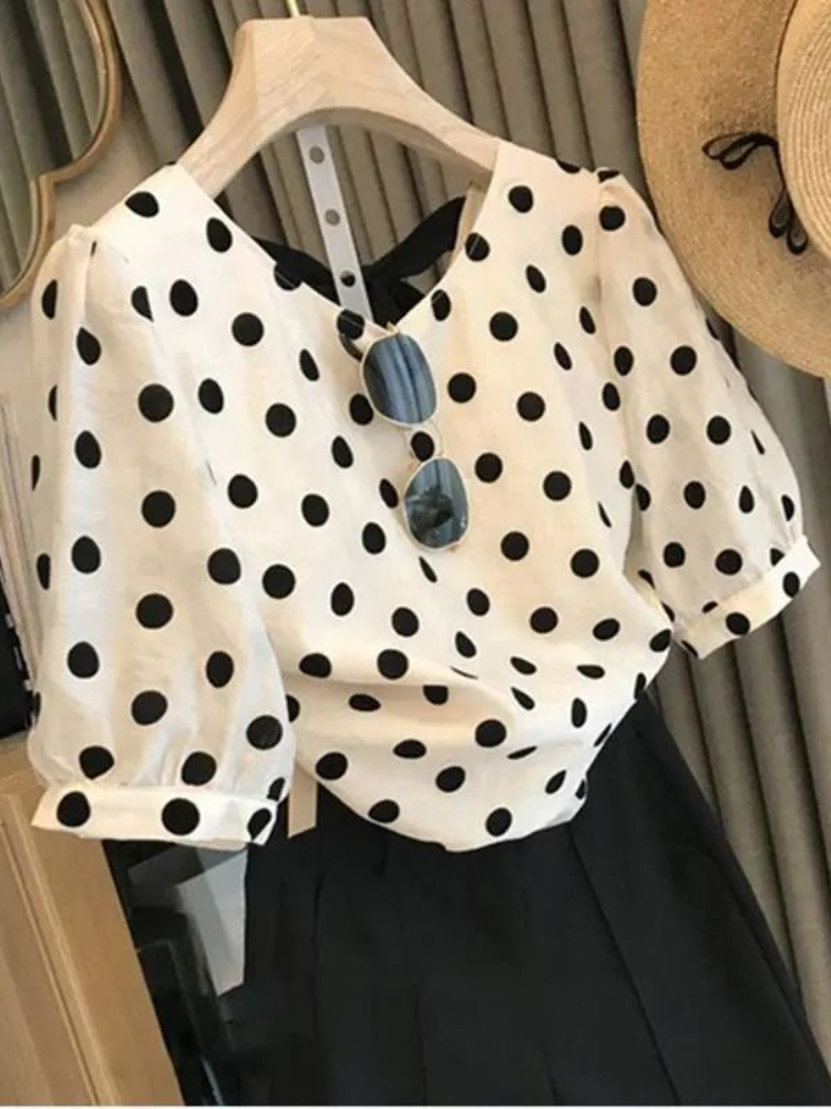 Blusas de bolinhas femininas e - Summer Clothing Aesthetic avaliação e preço