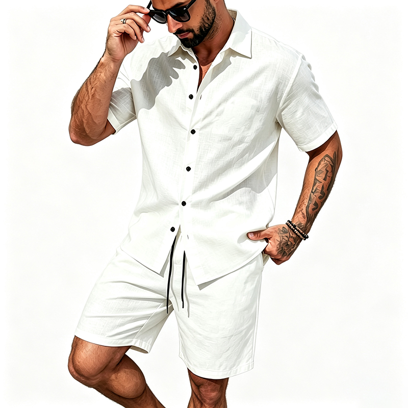 Conjunto Masculino de Linho de - Summer Clothing Men Linen avaliação e preço