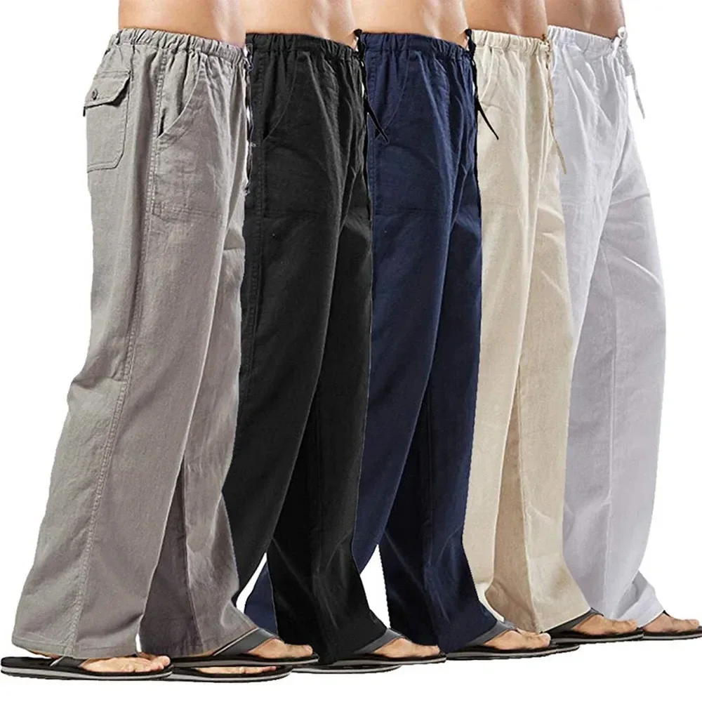 Calças casuais masculinas de l - Summer Clothing Men Linen avaliação e preço