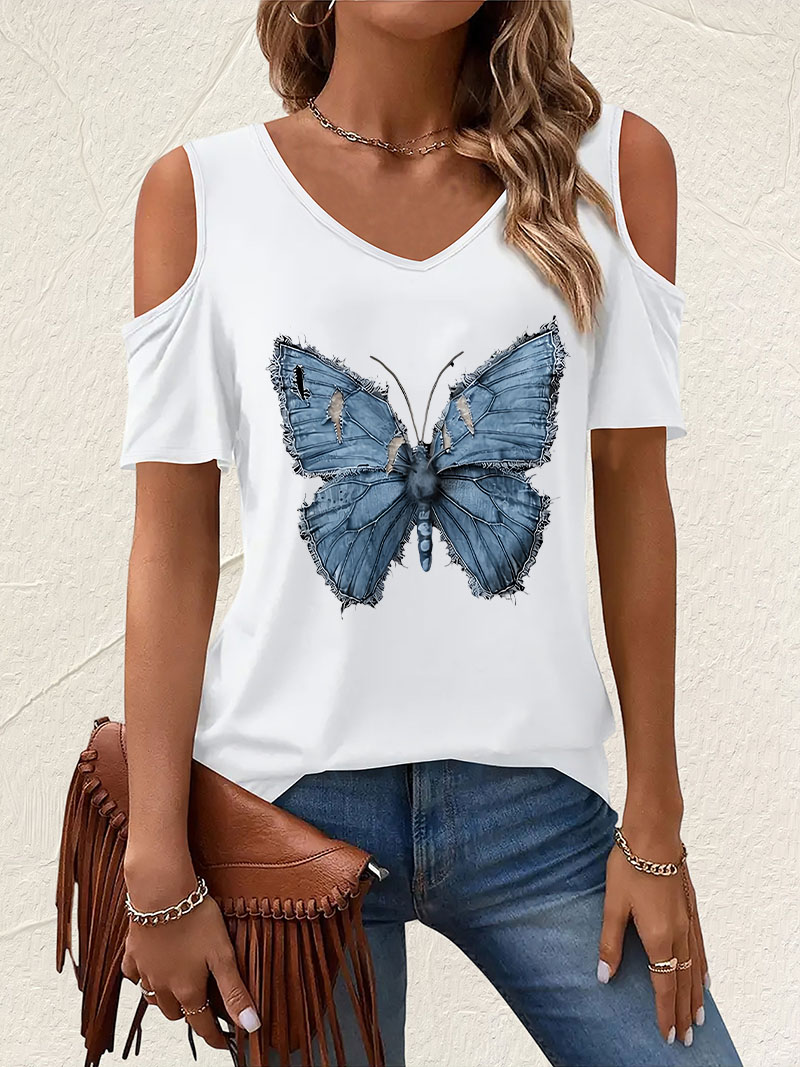 Camiseta Vintage com Decote em - Summer Clothing Drop avaliação e preço